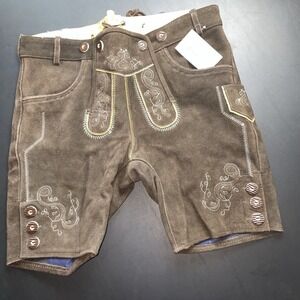 Edelnice Trachtenmode Real Leather Brown Lederhosen Shorts size US 34